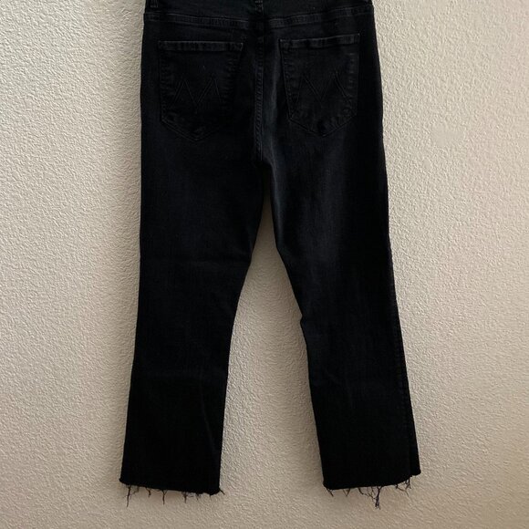 Mother Denim The Insider Crop Fray Not Guilty Jeans 27 x 25 Black Wash Raw Hem - Picture 6 of 6